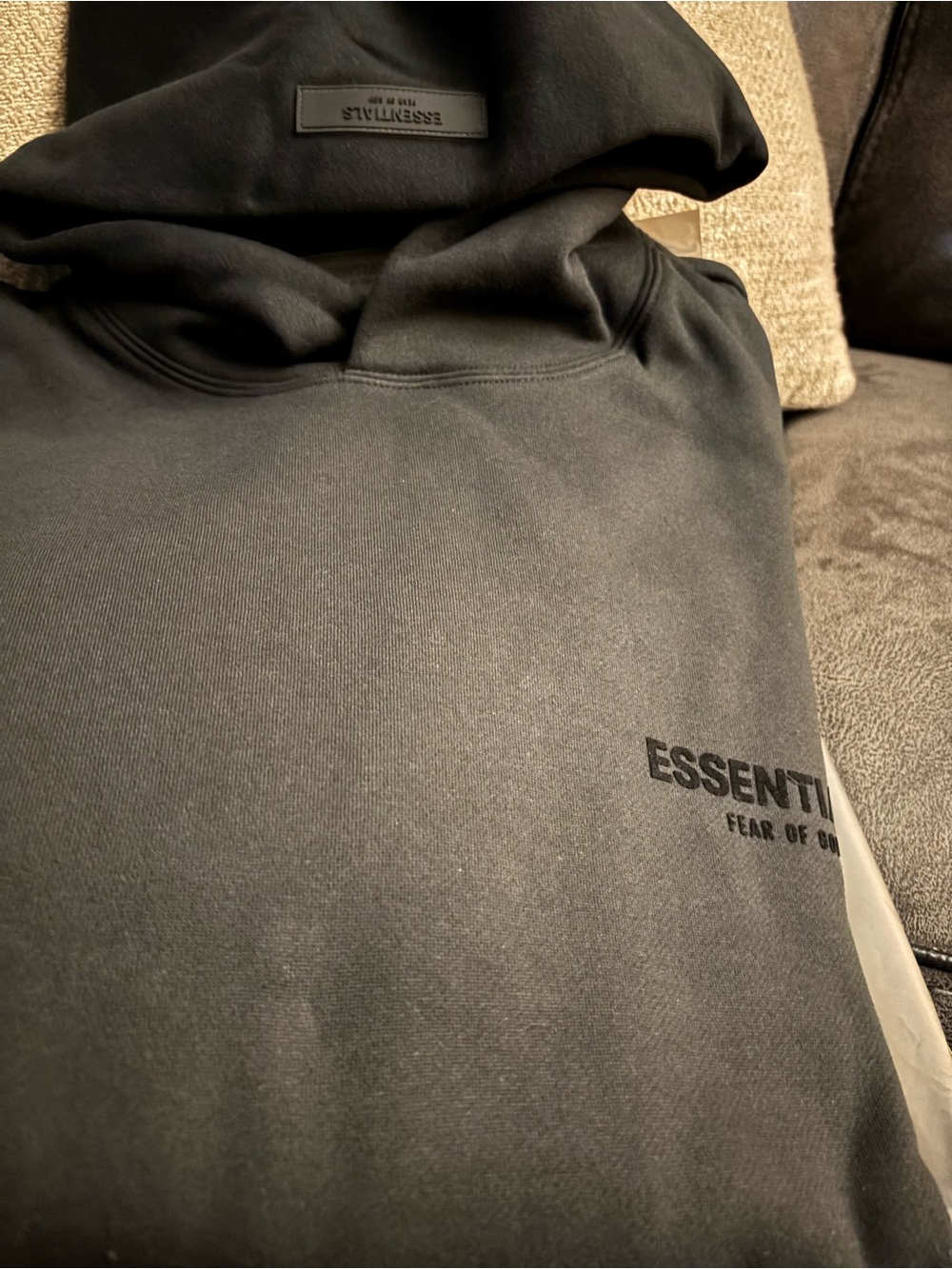 Essentials Men’s Black Logo Hoodie oversized size medium